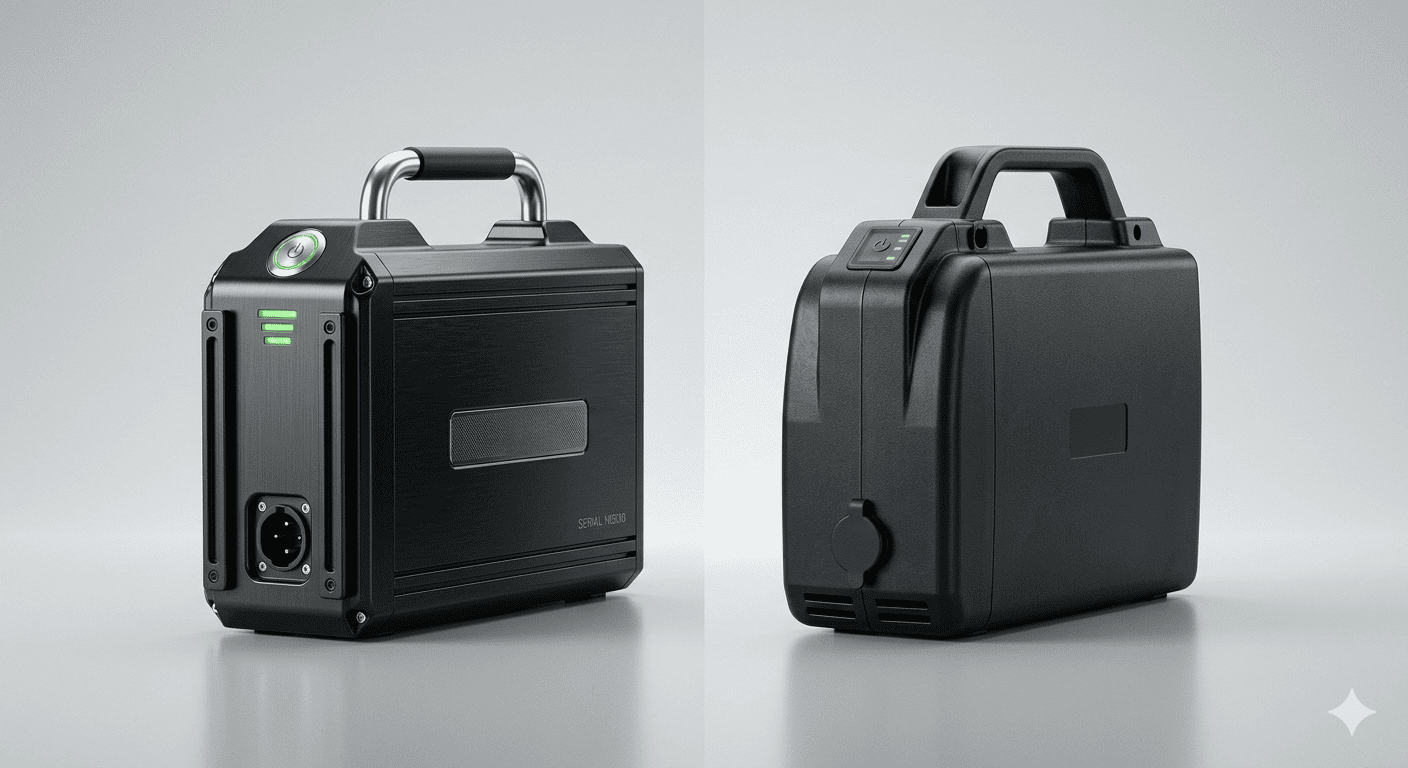 Two e-bike batteries side-by-side with different price tags.