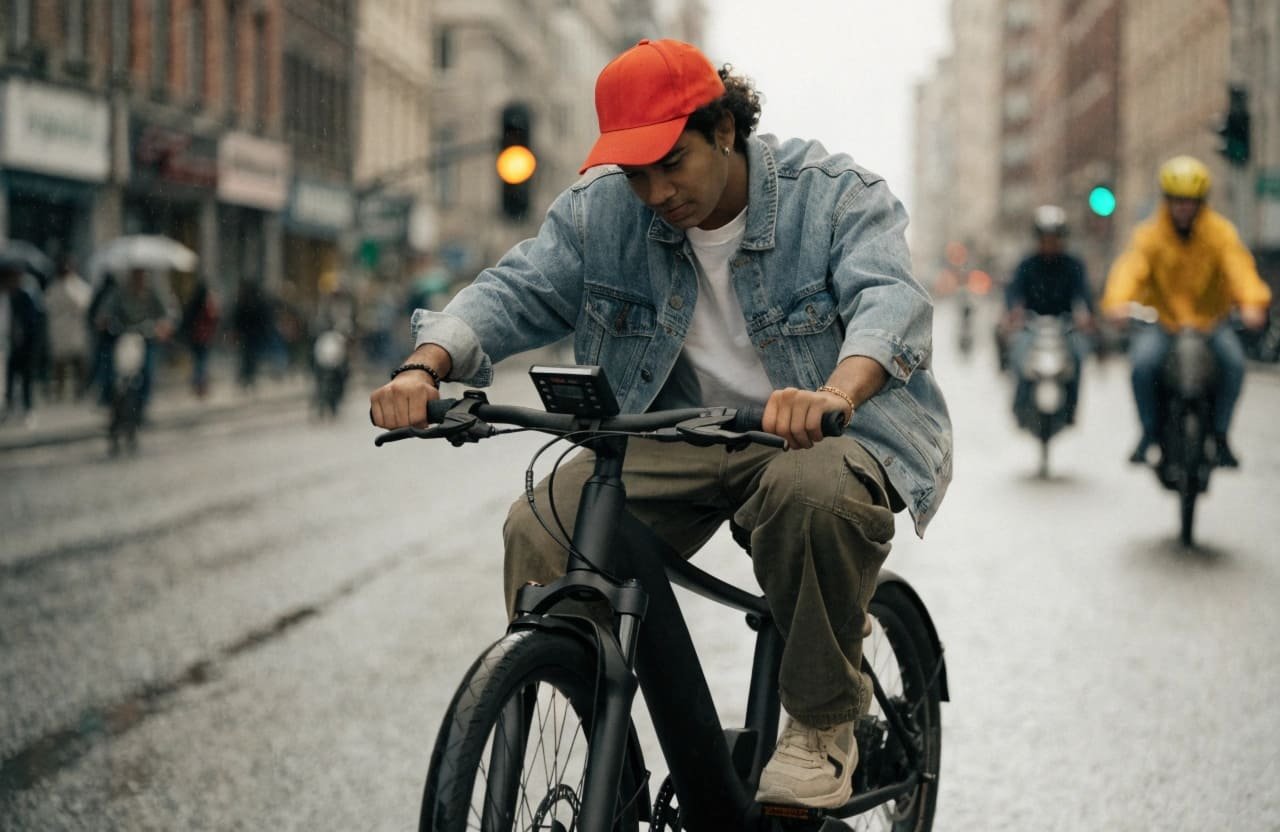 A customer looking confused at their eBike display
