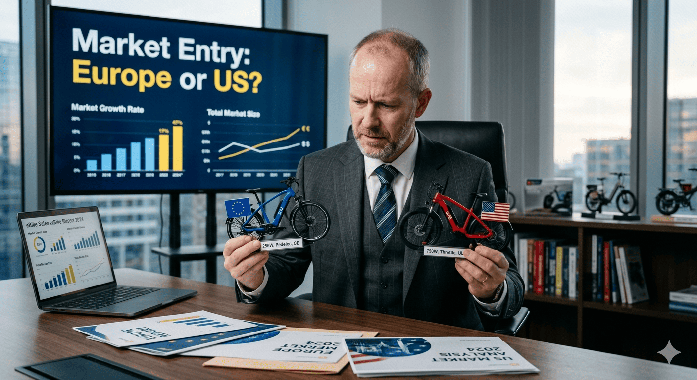 E-bike market entry decision factors Europe vs USA e-bike market comparison