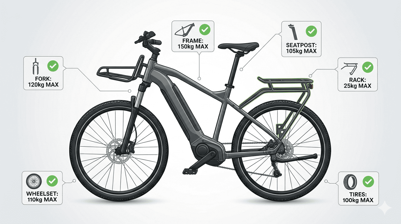 Individual e-bike component weight ratings E-bike component weight limits