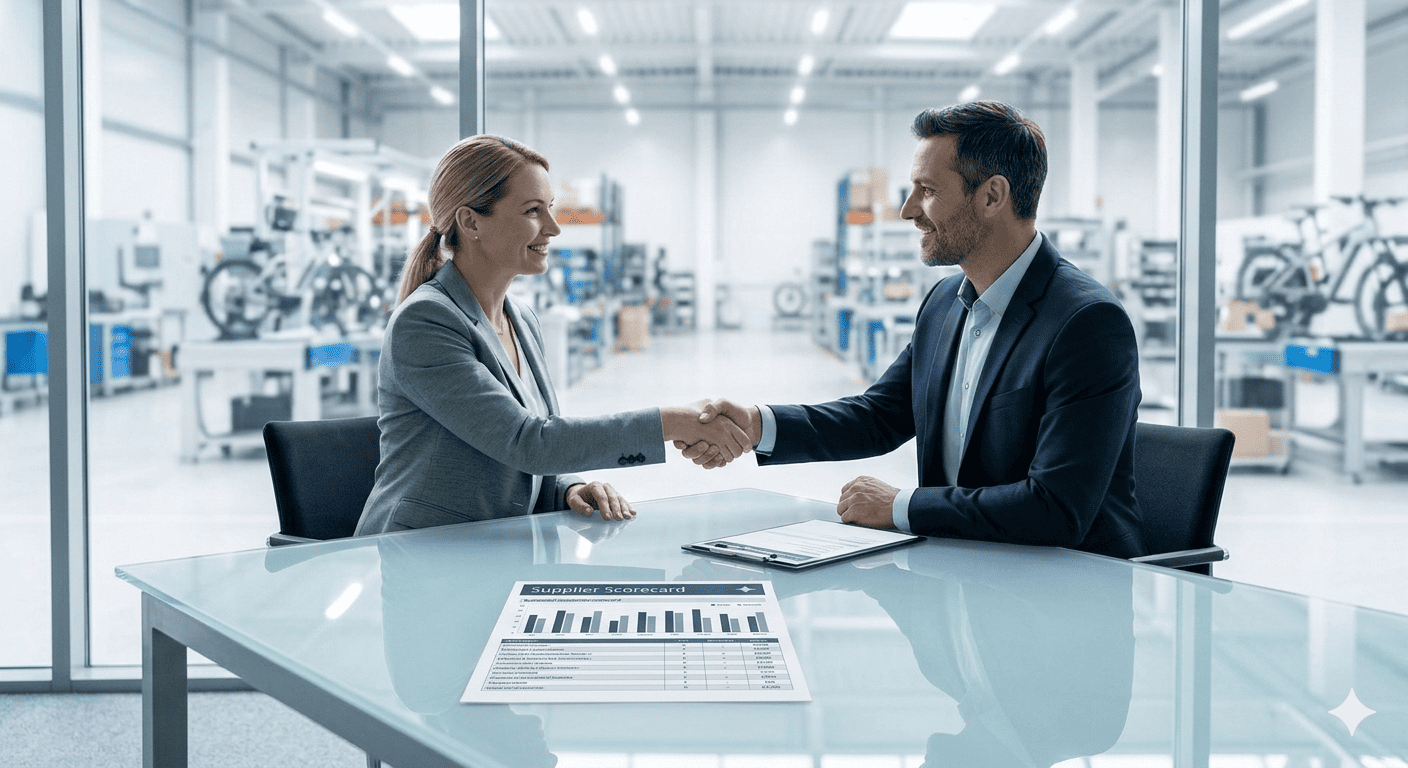 Two people shaking hands over a contract