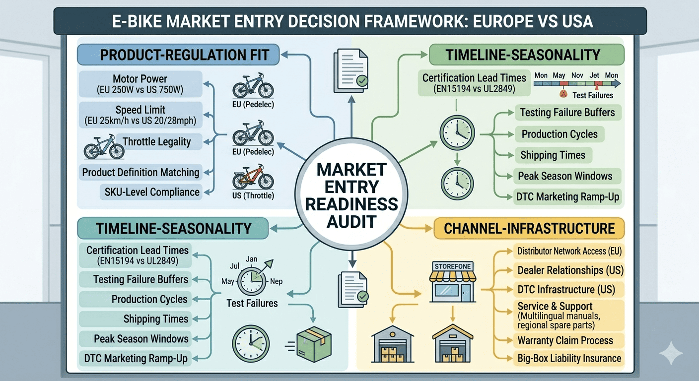 Product compliance vs market readiness E-bike market entry decision framework