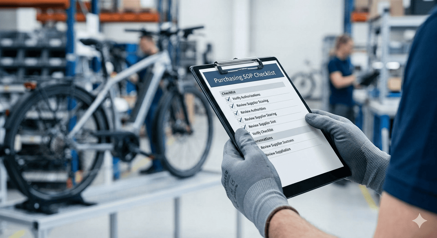 A person reviewing a checklist in a warehouse