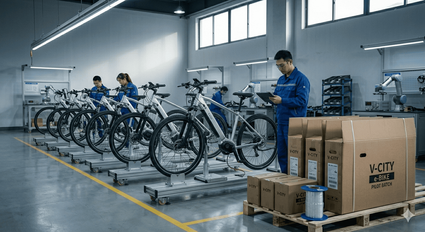 A small batch of eBikes ready for pilot testing