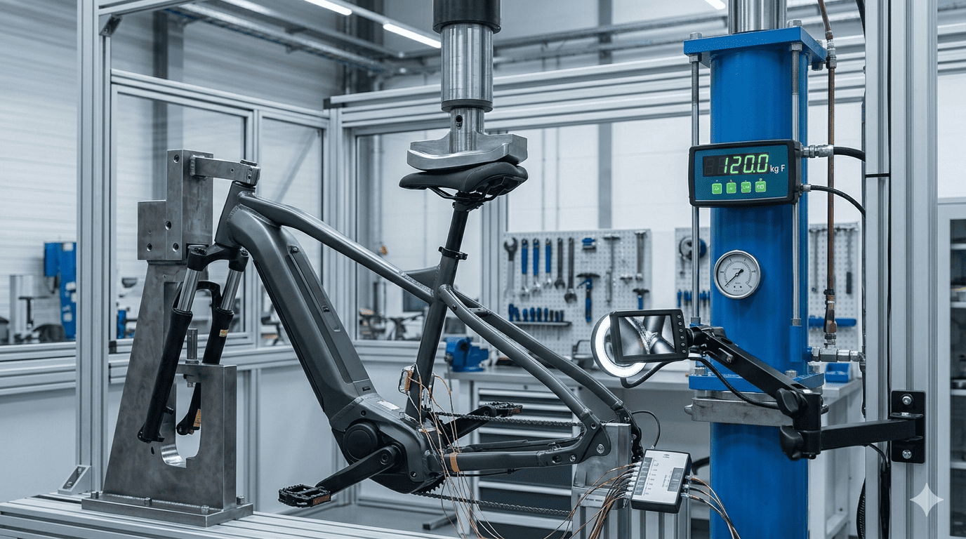 E-bike frame static load test Static load testing rig