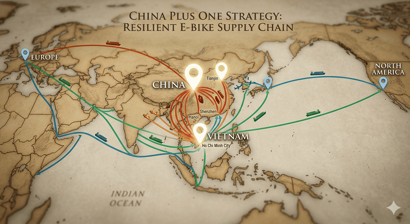 A world map with pins in China and Vietnam