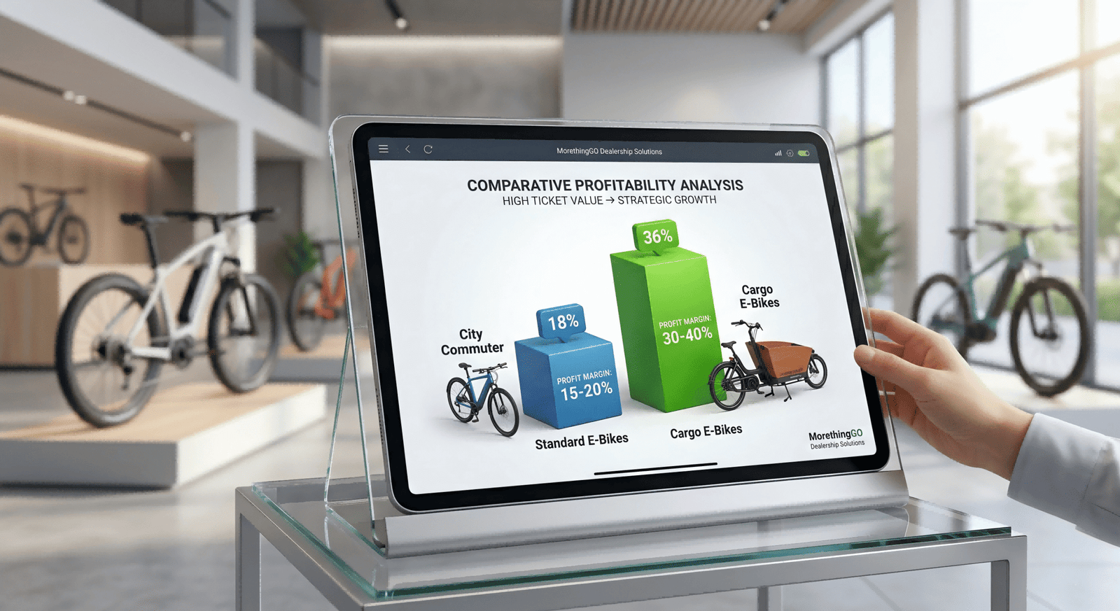 E-Bike Profit Margins A chart showing profit margins of cargo e-bikes vs. standard e-bikes.