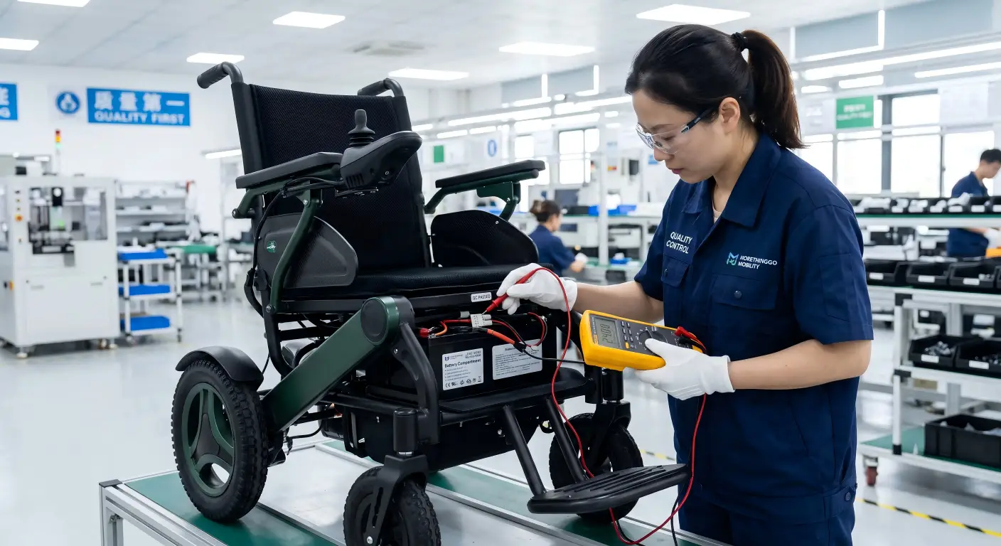 Verifying Supplier Quality Quality control inspection of an electric wheelchair